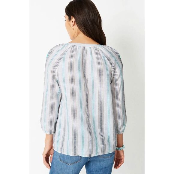 ✨J. Jill Linen Embroidered Striped Blouse✨ - Picture 4 of 8